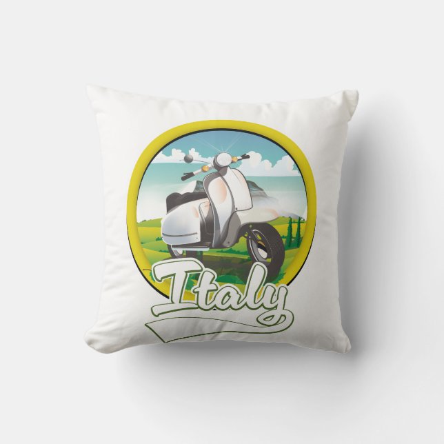 Italy Scooter Travel logo Cushion (Front)