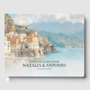 Italy Sea Amalfi Coast Watercolor Wedding Guest Book