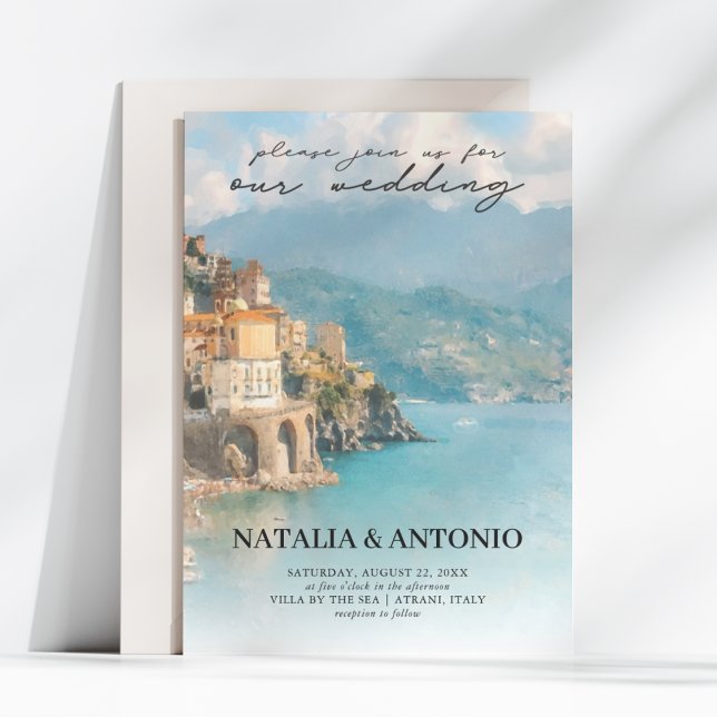 Italy Sea | Amalfi Coast Watercolor Wedding Invitation (Creator Uploaded)