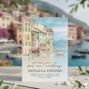 Italy Sea   Portofino Watercolor Wedding Invitation