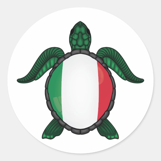 Italy sea turtle flag classic round sticker (Front)