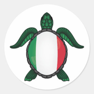 Italy sea turtle flag classic round sticker