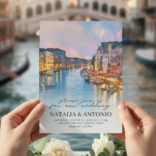 Italy Sea Venice Canal Watercolor Wedding Invitation