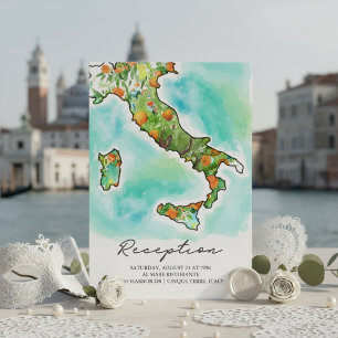 Italy Sea Watercolor Map Wedding Reception Enclosure Card