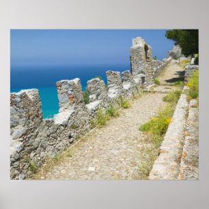 Italy, Sicily, Cefalu, Cliffside Walkway, La Poster