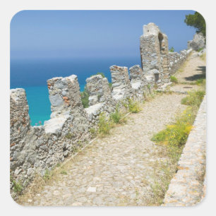 Italy, Sicily, Cefalu, Cliffside Walkway, La Square Sticker