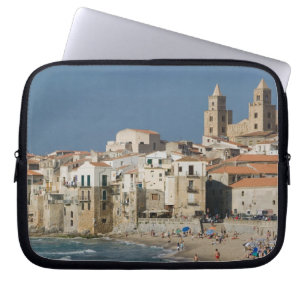 Italy, Sicily, Cefalu, Town View with Duomo from Laptop Sleeve