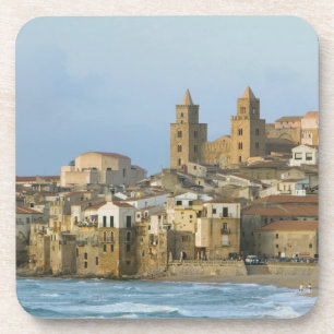 Italy, Sicily, Cefalu, View with Duomo from 2 Coaster