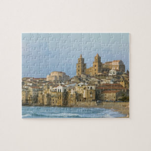 Italy, Sicily, Cefalu, View with Duomo from 2 Jigsaw Puzzle
