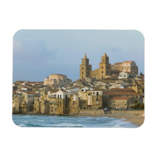 Italy, Sicily, Cefalu, View with Duomo from 2 Magnet