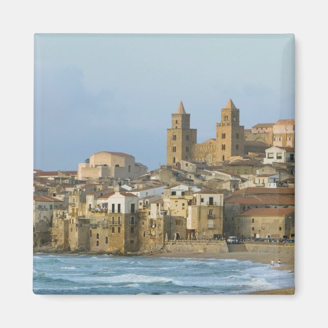 Italy, Sicily, Cefalu, View with Duomo from 2 Magnet (Front)
