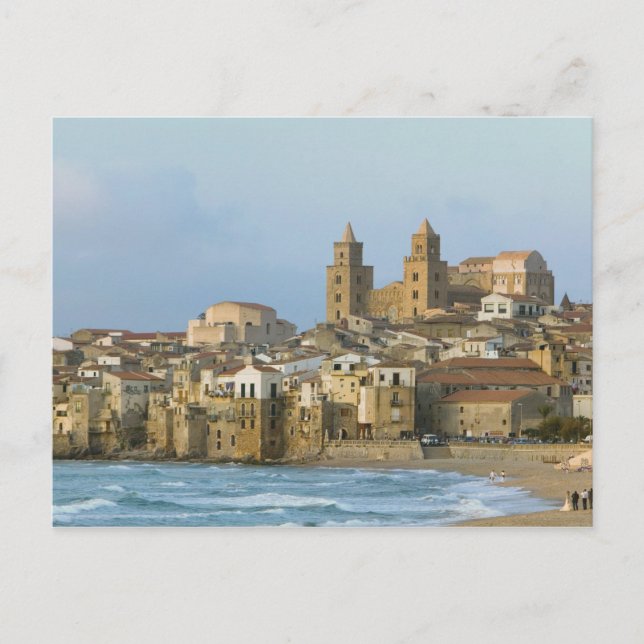 Italy, Sicily, Cefalu, View with Duomo from 2 Postcard (Front)