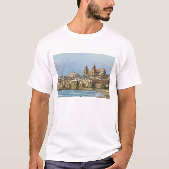 Italy, Sicily, Cefalu, View with Duomo from 2 T-Shirt (Front)