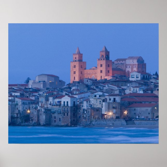 Italy, Sicily, Cefalu, View with Duomo from Poster (Front)