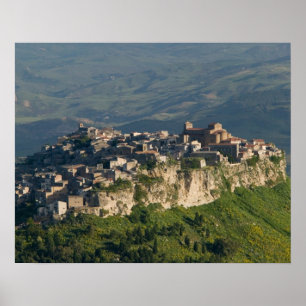 Italy, Sicily, Enna, Calascibetta, Morning View 2 Poster