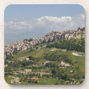 Italy, Sicily, Enna, Calascibetta, Morning View Coaster