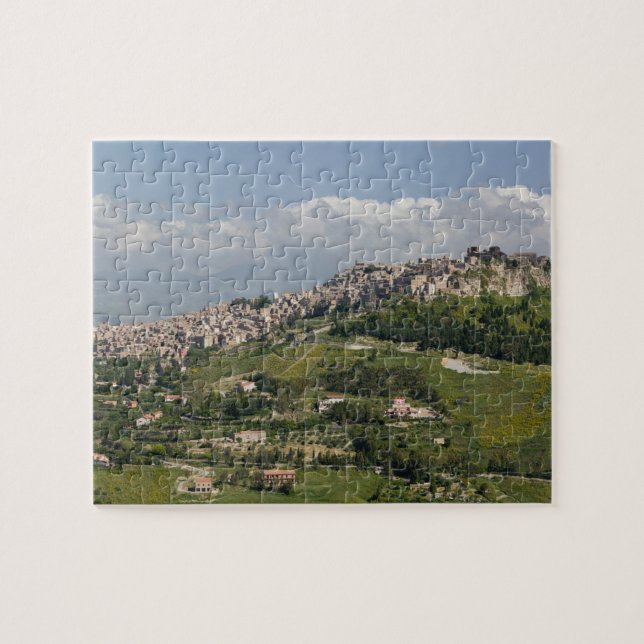 Italy, Sicily, Enna, Calascibetta, Morning View Jigsaw Puzzle (Horizontal)