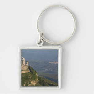 Italy, Sicily, Enna, Town View from Rocca di Key Ring