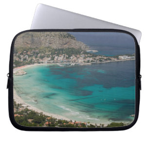 Italy, Sicily, Mondello, View of the beach from Laptop Sleeve