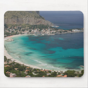 Italy, Sicily, Mondello, View of the beach from Mouse Pad