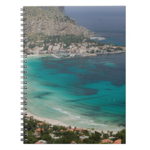 Italy, Sicily, Mondello, View of the beach from Notebook