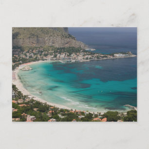 Italy, Sicily, Mondello, View of the beach from Postcard