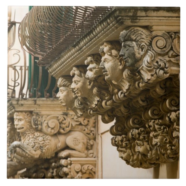 ITALY, Sicily, NOTO: Finest Baroque Town in Ceramic Tile (Front)