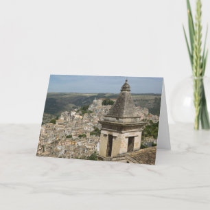 ITALY, Sicily, RAGUSA IBLA: Town View and Santa Holiday Card