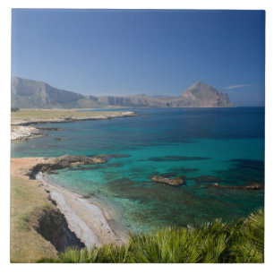 Italy, Sicily, San Vito Lo Capo, View of Gulf of Ceramic Tile