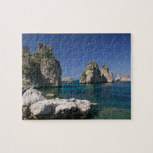Italy, Sicily, Scopello, Rocks by Tonnara Jigsaw Puzzle