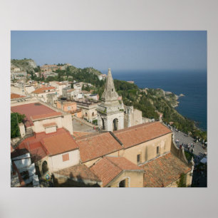 ITALY, Sicily, TAORMINA: View toward Piazza IX Poster