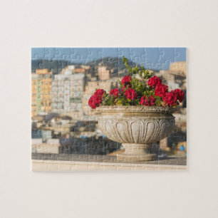 Italy, Sicily, Termini Imerese, View & Flowers Jigsaw Puzzle