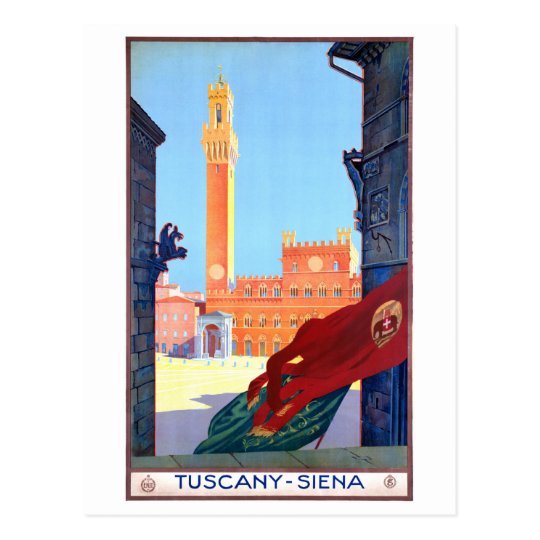 Italy Siena Vintage Travel Poster Restored Postcard