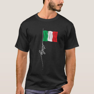 Italy Signature Flag Pole - Elegant Patriotic Ital T-Shirt