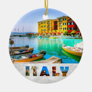 Italy Sirmione Lake Garda Waterfront Ceramic Ornament