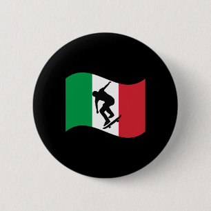 Italy Skateboarding Graphic Country Flag Pride Ska 6 Cm Round Badge