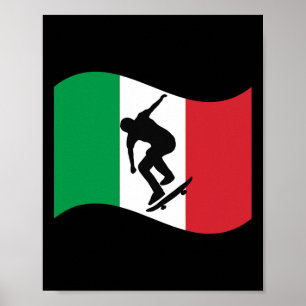 Italy Skateboarding Graphic Country Flag Pride Ska Poster