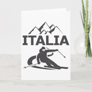 Italy Skier Ski Resort Skiing Vacation Card