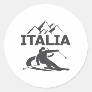 Italy Skier Ski Resort Skiing Vacation Classic Round Sticker