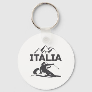 Italy Skier Ski Resort Skiing Vacation Key Ring