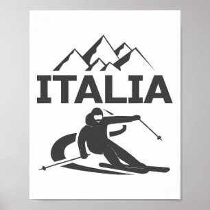 Italy Skier Ski Resort Skiing Vacation Poster