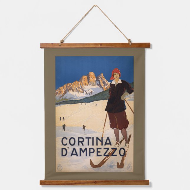 Italy Skiing vintage travel Hanging Tapestry (Front)