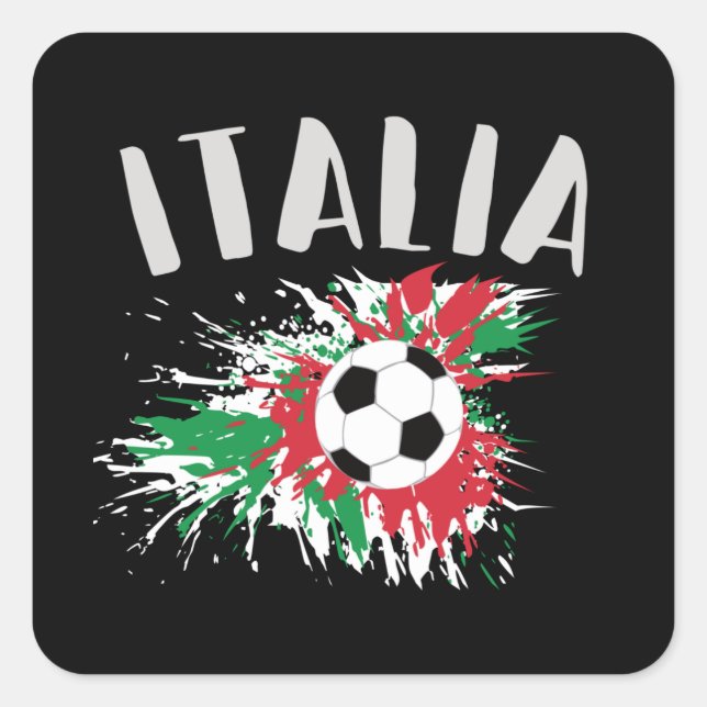 Italy Soccer Ball Grunge Flag Square Sticker (Front)