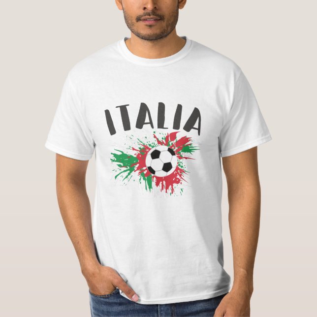 Italy Soccer Ball Grunge Flag T-Shirt (Front)