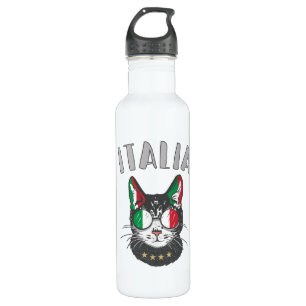 Italy Soccer Cat Mascot Italian Fan flag 710 Ml Water Bottle