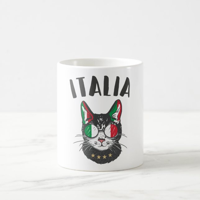 Italy Soccer Cat Mascot Italian Fan flag Coffee Mug (Center)