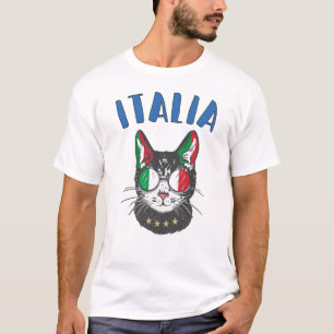 Italy Soccer Cat Mascot Italian Fan flag T-Shirt