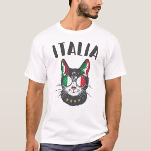 Italy Soccer Cat Mascot Italian Fan flag T-Shirt