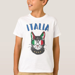 Italy Soccer Cat Mascot Italian Fan flag T-Shirt