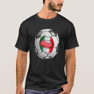 Italy Soccer Fan Italian Flag Mouth T-Shirt
